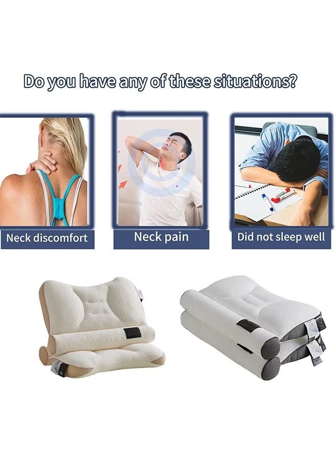 Ergonomic Pillow, Cervical Support Comfortable Pillow, Neck Pillow Cervical Pillow for Neck Strain Relief, Neck Pillow for Sleeping,Cervical Contour Neck Support Pillows for Side Back Stomach Sleeper, Adjustable Orthopedic Pillow Filling with PE Hose - Image 5